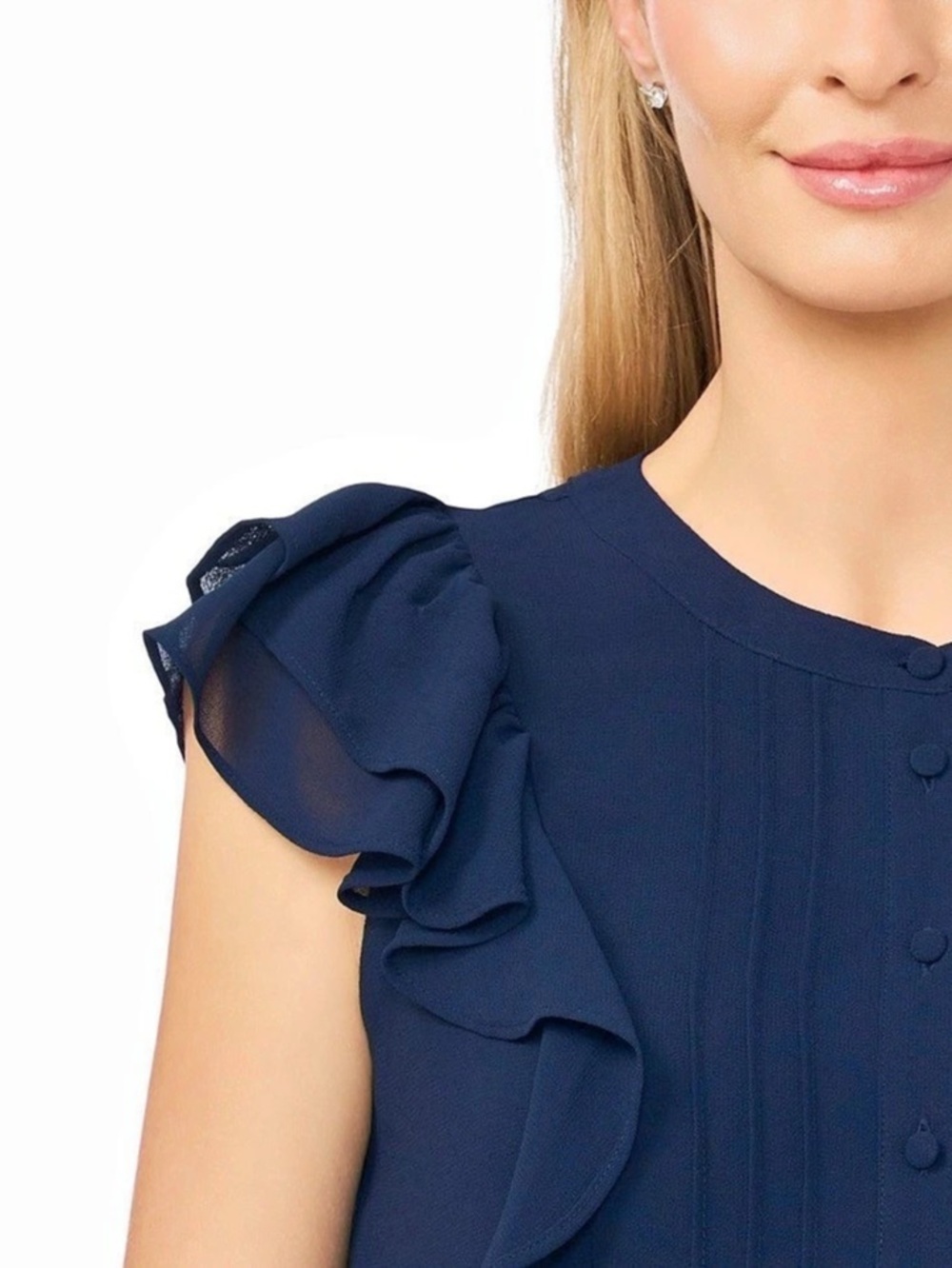 CeCe Ruffle Sleeve Blouse in Navy - Picture 4 of 4